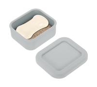 sourcing map Silicone Soap Travel Case, 3.7x3.3x1.6 Inch Soap Container for Travelling with PVC Drainage Pad Leak-Proof Shampoo Bar Container for Bathroom Gym Camping, Grey