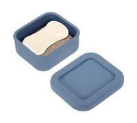 sourcing map Silicone Soap Travel Case, 3.7x3.3x1.6 Inch Soap Container for Travelling with PVC Drainage Pad Leak-Proof Shampoo Bar Container for Bathroom Gym Camping, Blue