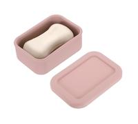 sourcing map Silicone Soap Travel Case, 4.7x3.3x1.8 Inch Soap Container for Travelling with PVC Drainage Pad Leak-Proof Shampoo Bar Container for Bathroom Gym Camping, Pink