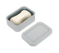 sourcing map Silicone Soap Travel Case, 4.7x3.3x1.8 Inch Soap Container for Travelling with PVC Drainage Pad Leak-Proof Shampoo Bar Container for Bathroom Gym Camping, Grey