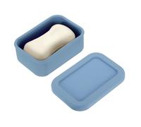 sourcing map Silicone Soap Travel Case, 4.7x3.3x1.8 Inch Soap Container for Travelling with PVC Drainage Pad Leak-Proof Shampoo Bar Container for Bathroom Gym Camping, Blue