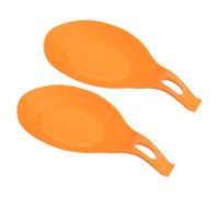 sourcing map Silicone Spoon Rest, 7.68" x 3.74" Heat Resistant Kitchen Utensil Holder Spatula Ladle Rest for Counter Stove Top, Orange 2Pcs