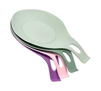 sourcing map Silicone Spoon Rest, 7.68" x 3.74" Heat Resistant Kitchen Utensil Holder Spatula Ladle Rest for Counter Stove Top, Purple/Pink/Turquoise/Light Green 1Set