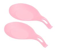 sourcing map Silicone Spoon Rest, 7.68" x 3.74" Heat Resistant Kitchen Utensil Holder Spatula Ladle Rest for Counter Stove Top, Pink 2Pcs