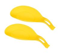 sourcing map Silicone Spoon Rest, 7.68" x 3.74" Heat Resistant Kitchen Utensil Holder Spatula Ladle Rest for Counter Stove Top, Yellow 2Pcs
