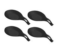 sourcing map Silicone Spoon Rest, 7.68" x 3.74" Heat Resistant Kitchen Utensil Holder Spatula Ladle Rest for Counter Stove Top, Black 4Pcs