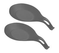 sourcing map Silicone Spoon Rest, 7.68" x 3.74" Heat Resistant Kitchen Utensil Holder Spatula Ladle Rest for Counter Stove Top, Dark Gray 2Pcs