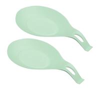 sourcing map Silicone Spoon Rest, 7.68" x 3.74" Heat Resistant Kitchen Utensil Holder Spatula Ladle Rest for Counter Stove Top, Light Green 2Pcs