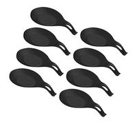 sourcing map Silicone Spoon Rest, 7.68" x 3.74" Heat Resistant Kitchen Utensil Holder Spatula Ladle Rest for Counter Stove Top, Black 8Pcs