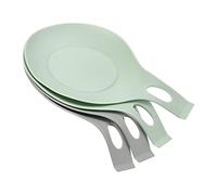 sourcing map Silicone Spoon Rest, 7.68" x 3.74" Heat Resistant Kitchen Utensil Holder Spatula Ladle Rest for Counter Stove Top, Light Green/Light Gray 1Set