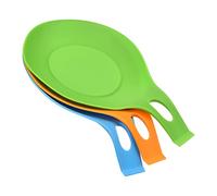 sourcing map Silicone Spoon Rest, 7.68" x 3.74" Heat Resistant Kitchen Utensil Holder Spatula Ladle Rest for Counter Stove Top, Blue/Green/Orange 1Set