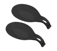 sourcing map Silicone Spoon Rest, 9.25" x 4.72" Heat Resistant Kitchen Utensil Holder Spatula Ladle Rest for Counter Stove Top, Black 2Pcs