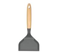 sourcing map Silicone Tamagoyaki Spatula, Wide Omelette Spatula Nonstick Heat-Resistant Pancake Shovel Flipper Cookware for Kitchen Cook Eggs Pancake Pizza Steak with Wooden Handle, Gray
