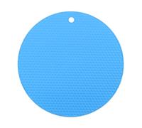 sourcing map Silicone Trivet Mats, 23.5cm/9.4" Round Shaped Nonslip Heat Insulated Hot Pot Mat for Kitchen Counter Dining Table Flexible Mats, Blue