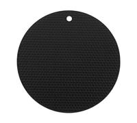 sourcing map Silicone Trivet Mats, 23.5cm/9.4" Round Shaped Nonslip Heat Insulated Hot Pot Mat for Kitchen Counter Dining Table Flexible Mats, Black