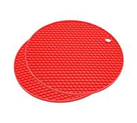 sourcing map Silicone Trivet Mats 2pcs, Round Hot Pan Pads Hot Pot Holder, Heat Resistant Honeycomb Drying Mat for Kitchen Counter Table - Red