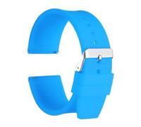 sourcing map Silicone Watch Band 18mm Quick Release Flexible Soft Rubber Watch Strap with Stainless Steel Silver Clasp Replacement Wristband for Men Women, Light Blue