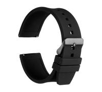 sourcing map Silicone Watch Band 28mm Quick Release Flexible Soft Rubber Watch Strap with Stainless Steel Black Clasp Replacement Wristband for Men Women, Black