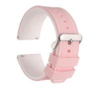 sourcing map Silicone Watch Bands 20mm Width Soft Quick Release Rubber Watch Bands with Silver Tone Buckle for Men Women, Pink White