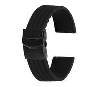 sourcing map Silicone Watch Bands 22mm Width Soft Quick Release Rubber Watch Bands with Black Snap Buckle for Men Women, Black