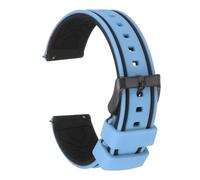 sourcing map Silicone Watch Bands 22mm Width Soft Quick Release Rubber Watch Bands with Matte Black Buckle for Men Women, Light Blue Black