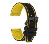 sourcing map Silicone Watch Bands 22mm Width Soft Quick Release Rubber Watch Bands with Matte Black Buckle for Men Women, Black Yellow