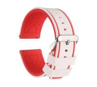 sourcing map Silicone Watch Bands 22mm Width Soft Quick Release Rubber Watch Bands with Silver Tone Buckle for Men Women, White Red