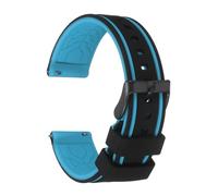 sourcing map Silicone Watch Bands 24mm Width Soft Quick Release Rubber Watch Band with Matte Black Buckle for Men Women, Black Light Blue