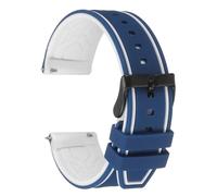 sourcing map Silicone Watch Bands 24mm Width Soft Quick Release Rubber Watch Bands with Matte Black Buckle for Men Women, Dark Blue White