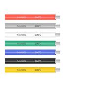 sourcing map Silicone Wire 14 AWG Ultra Flexible 600V Electric Wire Strands of Tinned Copper Wire 3 ft 7 Colors