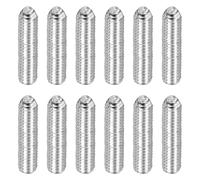 sourcing map Silver Ball Point Set Screws, M6x25mm 304 Stainless Steel Hex Socket Spring Plungers Grub Screw for Industrial Electronic Machine Home Furniture Repair Workplaces, Pack of 12
