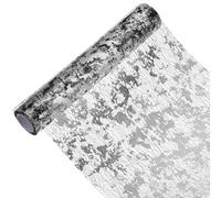 sourcing map Silver Black Table Runner Roll 11.4" x 108" Sequin Foil Metallic Mesh Table Runner Decor Table Decorations for Wedding, Birthday Party, Christmas, New Year