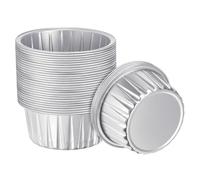 sourcing map Silver Cupcake Cups, 50pcs Aluminum Foil 5oz Standard Cupcake Liners Dessert Disposable Cupcake Baking Cups for Birthday Party Supplies Weddings Decorations