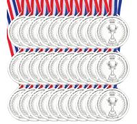 sourcing map Silver Medals Plastic Winner Award Medals Trophy Pattern with Neck Ribbon for Sports Games Competitions Talent Show Party Favors 100 Pieces