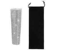 sourcing map Silver Mic Handle Cover, Rhinestones Microphone Handle for Most Universal Wire Microphones, Mic Not Included(With Black Bag)