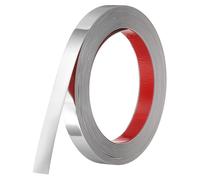sourcing map Silver Peel and Stick Molding Trim, 0.8 Inch x 19.7 ft Self-Adhesive Mirror Tape, Flexible PVC Border Strip for Wall Decoration Tile Edge Ceiling Floor Frame Furniture Decoration