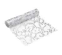 sourcing map Silver Star Table Runner Roll, 11" x 30 Feet Sequin Foil Metallic Mesh Table Runner Decor Sparkle Foil Thin Table Decoration Centerpiece for Wedding Birthday Party Christmas