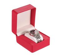 sourcing map Single Watch Box, PU Leather Watch Travel Case with Soft Pillow for Men Women, Portable Square Watch Storage Organizer Gift Box for Most Watches and Smart Watches, Rose Red