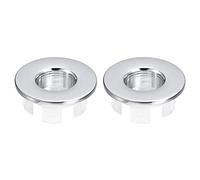 sourcing map Sink Trim Overflow Cover, 2Pcs Sink Overflow Rings Bathroom Kitchen Basin Drain Cover Hole Insert in Round Caps, Silver