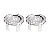 sourcing map Sink Trim Overflow Cover, 2Pcs Sink Overflow Rings Metal Bathroom Kitchen Basin Hole Insert in Round Caps, Silver