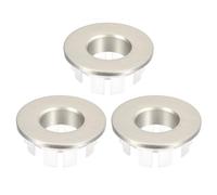 sourcing map Sink Trim Overflow Cover, 3Pcs Sink Overflow Rings Bathroom Kitchen Basin Drain Cover Hole Insert in Hollow Round Caps, Brushed Silver