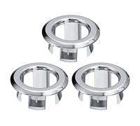 sourcing map Sink Trim Overflow Cover, 3Pcs Sink Overflow Rings Bathroom Kitchen Basin Drain Cover Hole Insert in Hollow Round Caps, Silver