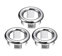 sourcing map Sink Trim Overflow Cover, 3Pcs Sink Overflow Rings Bathroom Kitchen Basin Drain Cover Hole Insert in Round Caps Silver