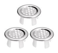 sourcing map Sink Trim Overflow Cover, 3Pcs Sink Overflow Rings Metal Bathroom Kitchen Basin Hole Insert in Round Caps, Silver