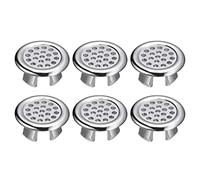 sourcing map Sink Trim Overflow Cover, 6Pcs Sink Overflow Rings Bathroom Kitchen Basin Drain Cover Mesh Hole Insert in Round Caps, Silver