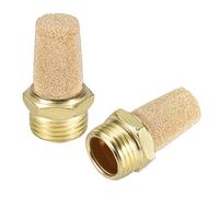 sourcing map Sintered Bronze Exhaust Muffler G1/2 - Brass Body Pneumatic Air Muffler Air Flow Speed Controller Brass Flow Control Muffler 2pcs