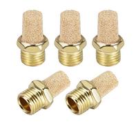 sourcing map Sintered Bronze Exhaust Muffler G1/4 - Brass Body Pneumatic Air Muffler Air Flow Speed Controller Brass Flow Control Muffler 5pcs