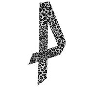 sourcing map Skinny Scarf Womens Thin Long Neckscarf Fashion Leopard Print Hairband Waistband Bag Handle Accessory Black Gray 1 Pcs