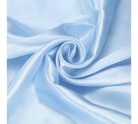 Sourcing Map Sky Blue Polyester Satin Fabric, 2 Yards 60" Wide, Solid, Satin Cloth Fabric for Bridal Dress Wedding Decorations Crafts Sewing