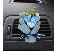 sourcing map Sky Blue Small Bouquet Car Air Freshener Vent Clips, Mini Decorative Rose Bouquet with Fragrance Diffuser for Women, Automotive Air Freshener Decoration